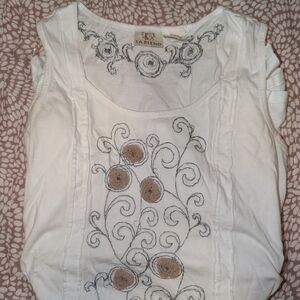 White Embroidered Women's Tank Top